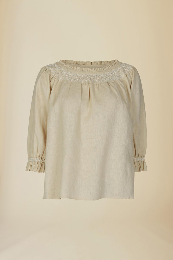 Line Of Oslo Cute Linen Blouse Blouse Latte