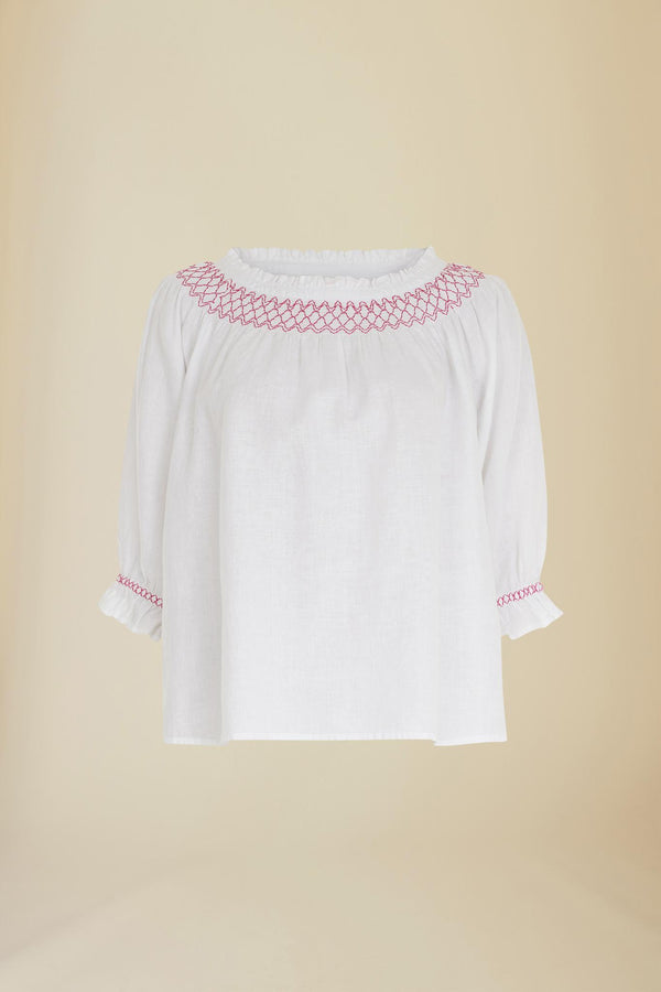 Line Of Oslo Cute Linen Blouse Blouse White 001