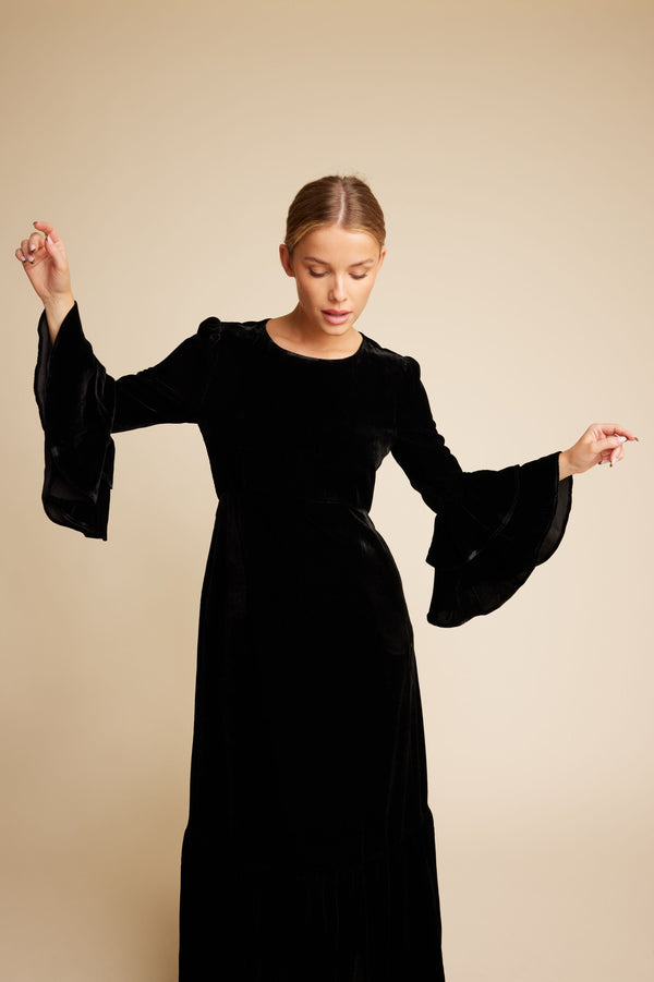 Line Of Oslo Daughter Velvet Dress Dresses Black 097