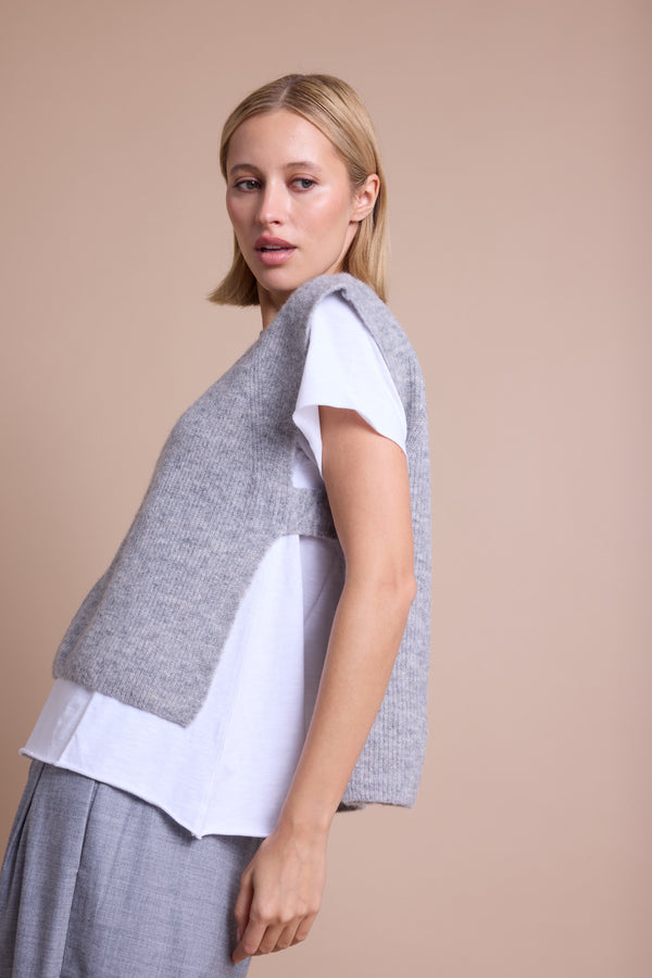 Line Of Oslo Dog Strikket Vest  Grey Melange 006