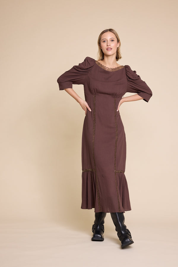 Line Of Oslo Dorothy Solid Dress Dress Brown 063