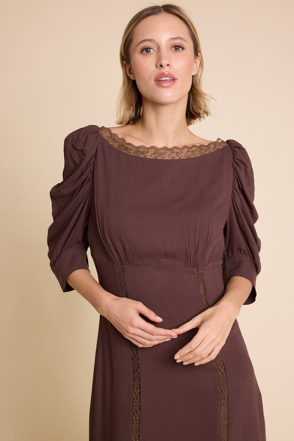 Line Of Oslo Dorothy Solid Dress Dress Brown 063