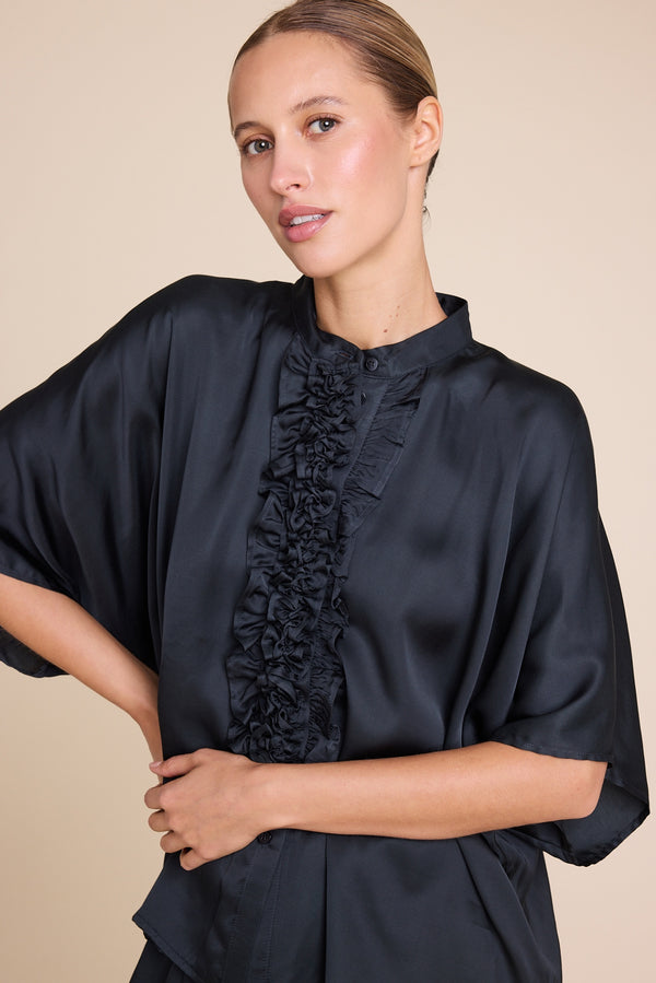 Line Of Oslo Ellie Satin Blouse Blouse Black 097