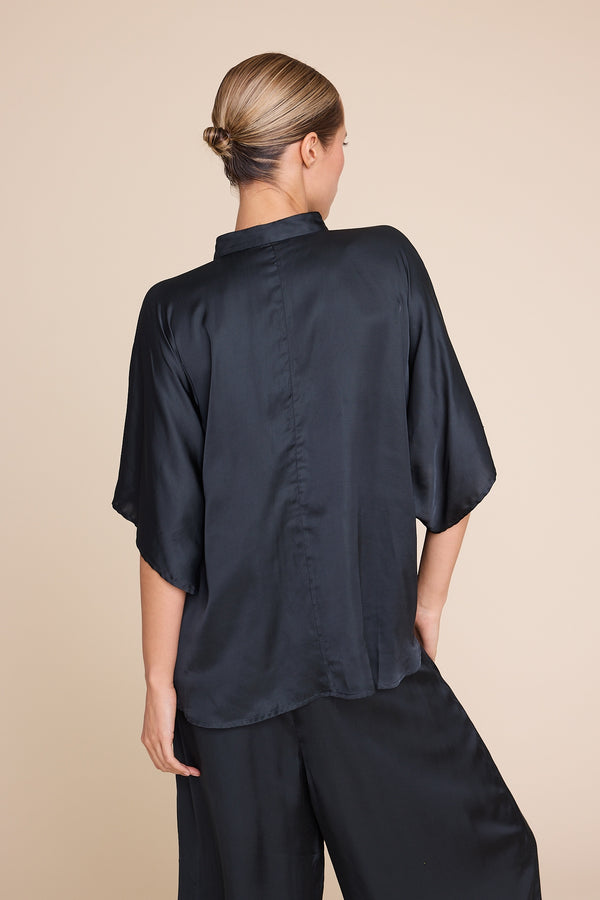 Line Of Oslo Ellie Satin Blouse Blouse Black 097
