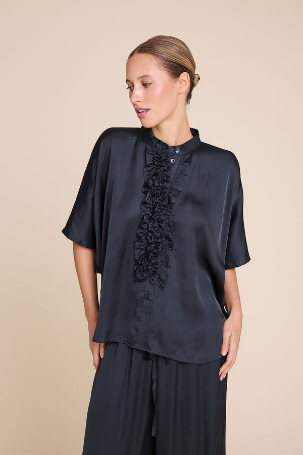 Line Of Oslo Ellie Satin Blouse Blouse Black 097
