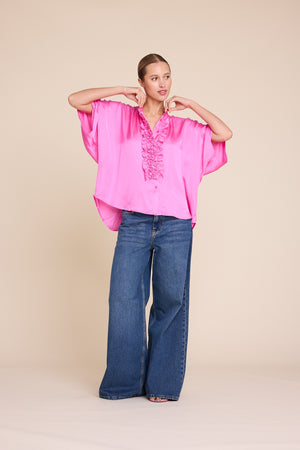 Line Of Oslo Ellie Satin Blouse Blouse Strong Pink 038