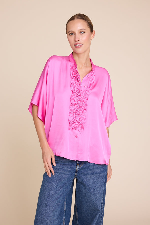 Line Of Oslo Ellie Satin Blouse Blouse Strong Pink 038