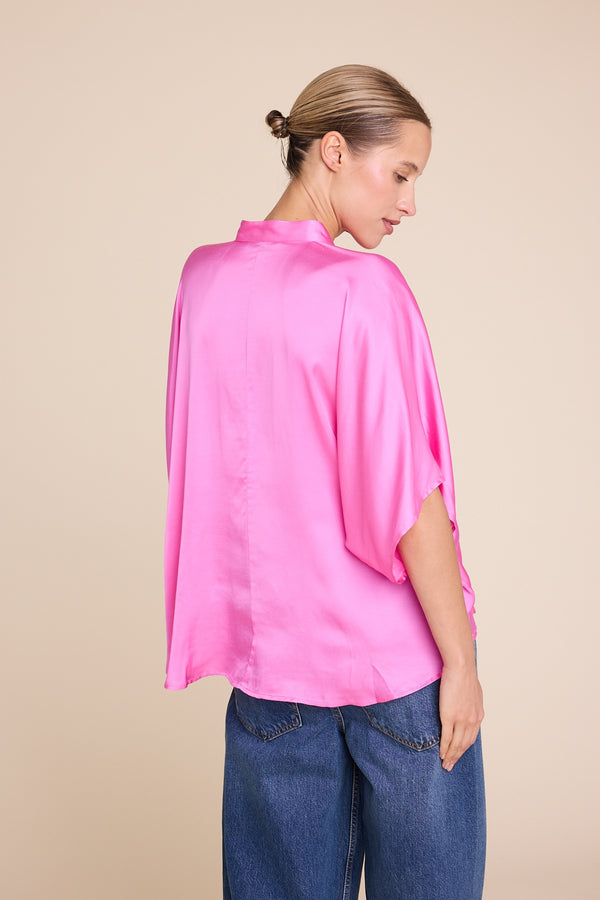 Line Of Oslo Ellie Satin Blouse Blouse Strong Pink 038