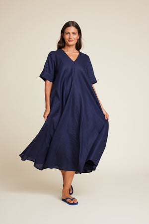 Line Of Oslo Eva Linen Dress Dress Dark blue