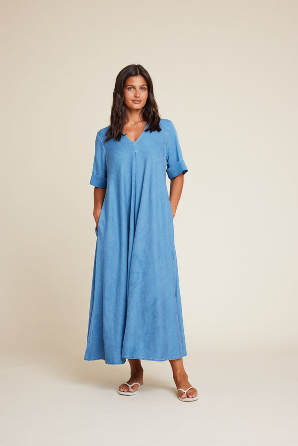 Line Of Oslo Eva Tencel Dress Dress Denim 099