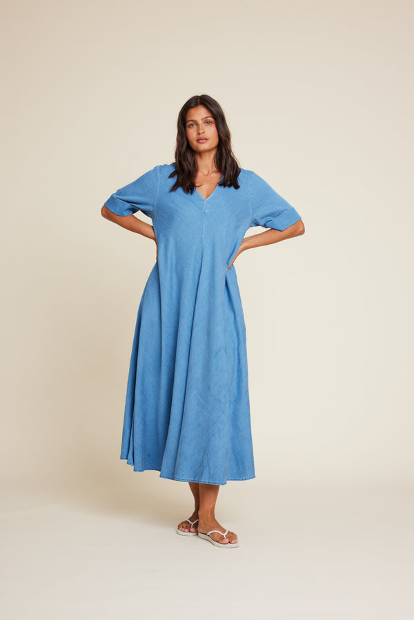 Line Of Oslo Eva Tencel Dress Dress Denim 099