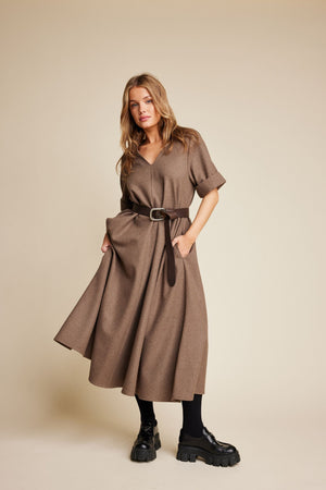 Line Of Oslo Eva Wool Dress Dress Brown 063