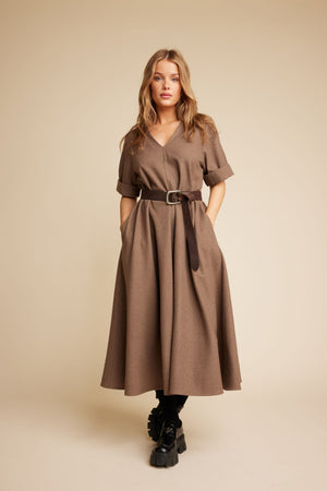 Line Of Oslo Eva Wool Dress Dress Brown 063