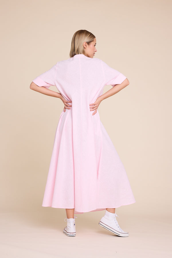 Line Of Oslo Eva Linen Dress Dress Pink 002