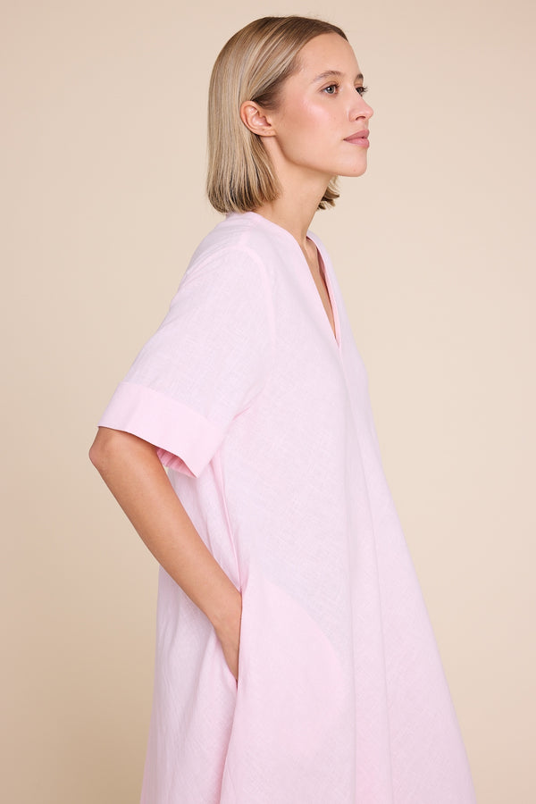 Line Of Oslo Eva Linen Dress Dress Pink 002