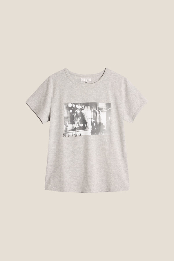 Line Of Oslo Famous T-shirt Top Grey Melange 006