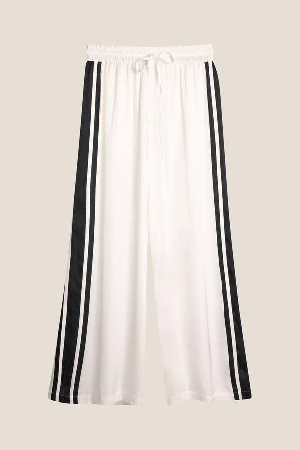 Line Of Oslo Fawcett Satin Stripe Trousers Trouser White w/ black stripe