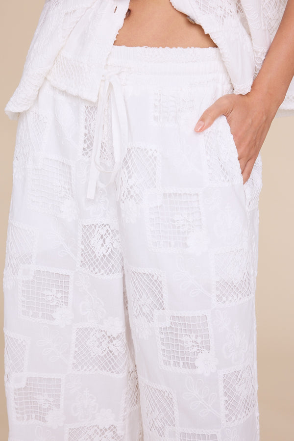 Line Of Oslo Fawcett Lace SS26 Trouser White 001