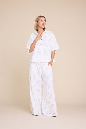 Line Of Oslo Fawcett Lace SS26 Trouser White 001