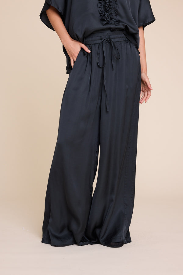 Line Of Oslo Fawcett Satin Trousers Trouser Black 097
