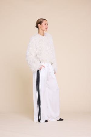 Line Of Oslo Fawcett Satin Stripe Trousers Trouser White w/ black stripe