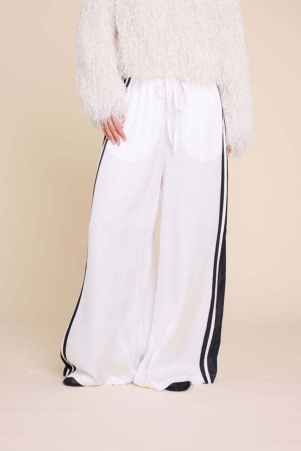 Line Of Oslo Fawcett Satin Stripe Trousers Trouser White w/ black stripe