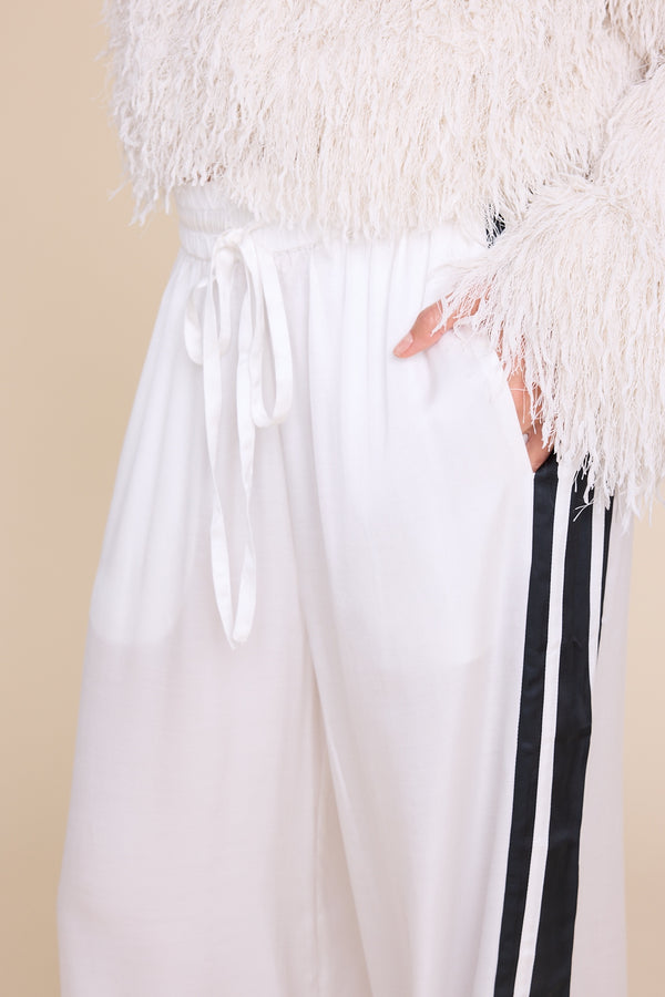 Line Of Oslo Fawcett Satin Stripe Trousers Trouser White w/ black stripe