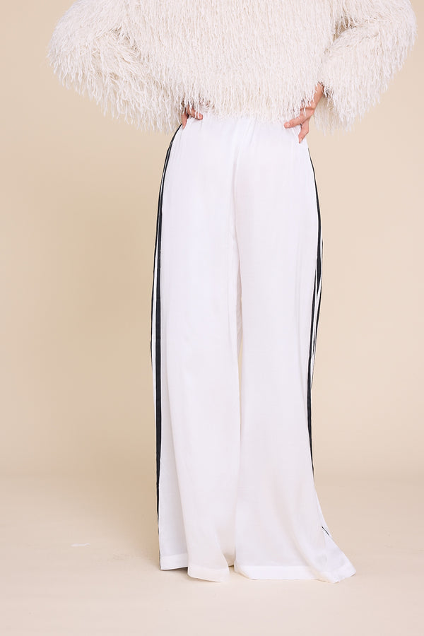 Line Of Oslo Fawcett Satin Stripe Trousers Trouser White w/ black stripe