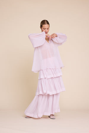 Line Of Oslo Flower Solid Blouse Blouse Pink 002