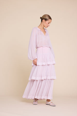 Line Of Oslo Flower Solid Blouse Blouse Pink 002