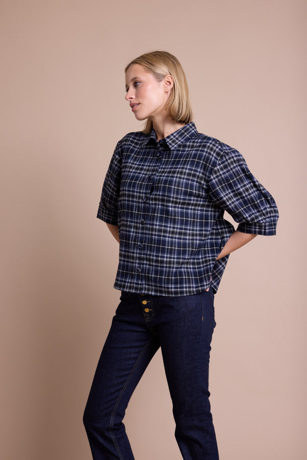 Line Of Oslo Girl Check Bluse Blouse Blue 066