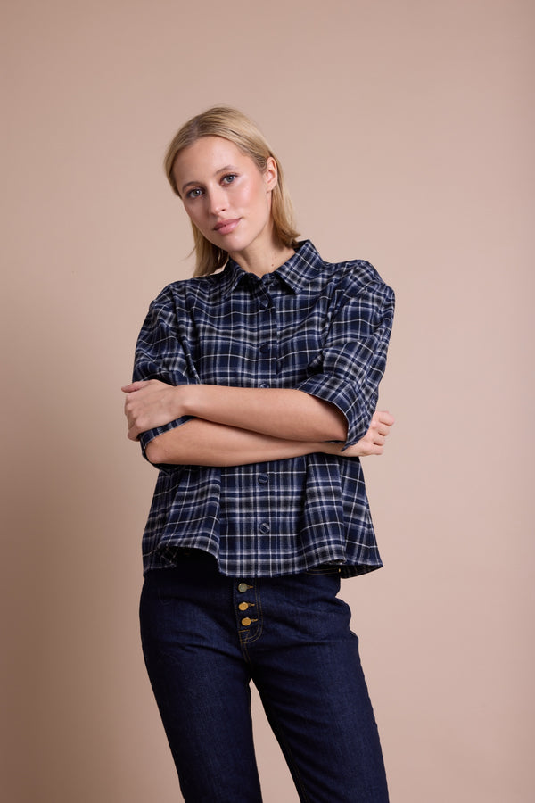 Line Of Oslo Girl Check Bluse Blouse Blue 066