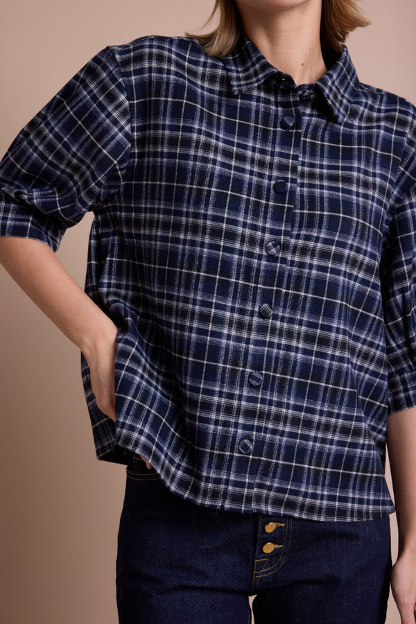 Line Of Oslo Girl Check Bluse Blouse Blue 066