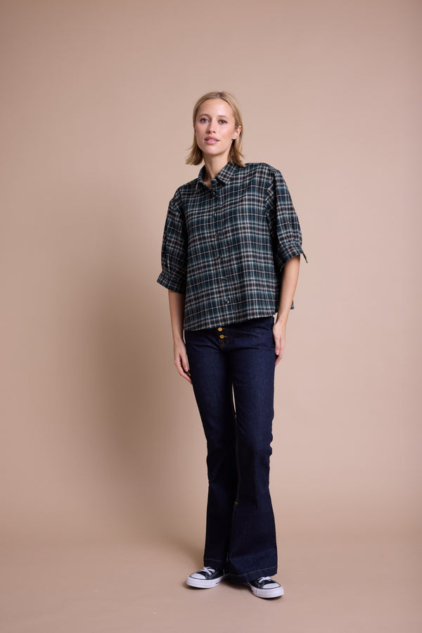 Line Of Oslo Girl Check Bluse Blouse Green 053