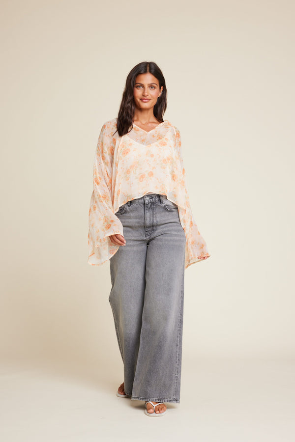 Line Of Oslo Grace Flower Top Top Orange 043