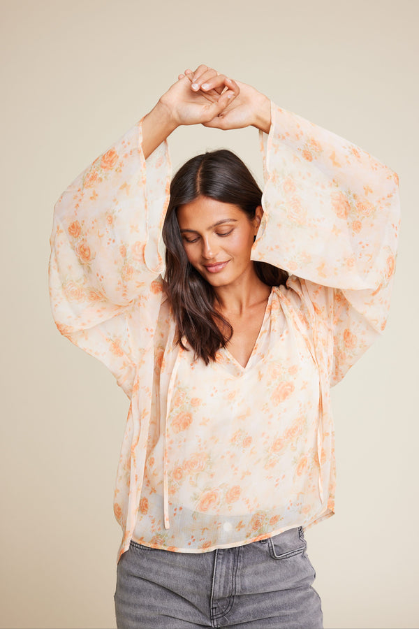 Line Of Oslo Grace Flower Top Top Orange 043