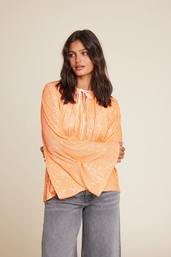 Line Of Oslo Grace Sequins Top Top Orange 043