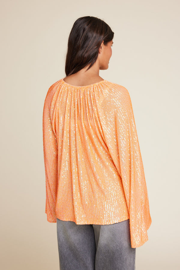 Line Of Oslo Grace Sequins Top Top Orange 043