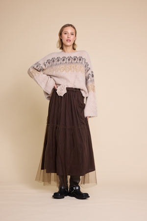 Line Of Oslo Hay Tulle Skirt Skirt Brown 063