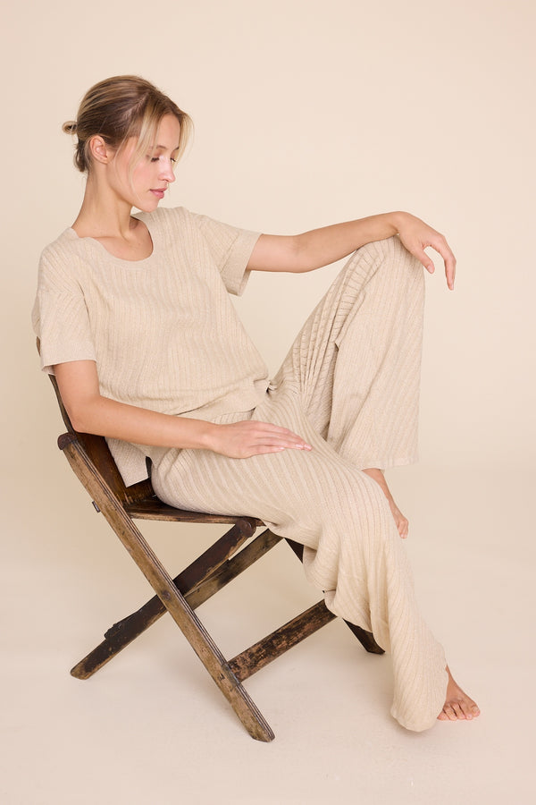 Line Of Oslo Holmes Gold Trousers Knitted trouser Gold 010