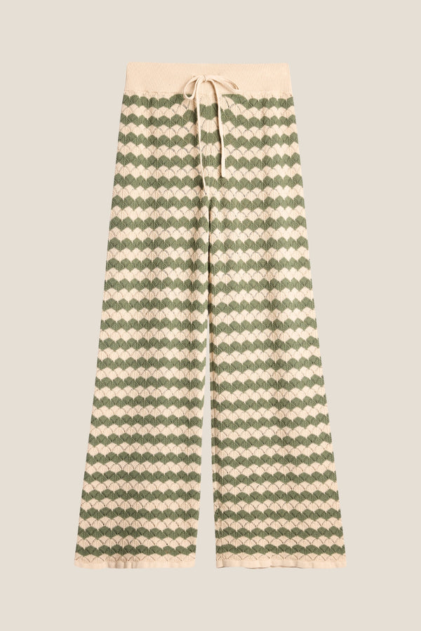 Line Of Oslo Holmes Stripe Trousers Knitted trouser Beige/Army 170