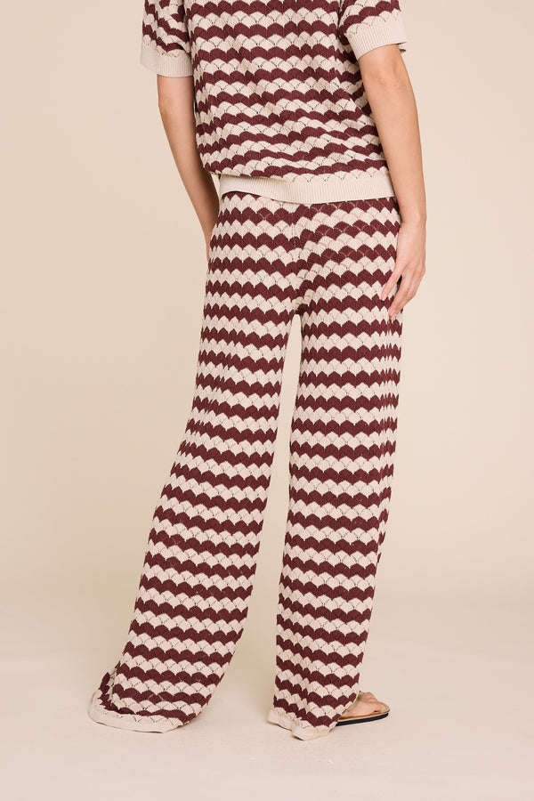 Line Of Oslo Holmes Stripe Trousers Knitted trouser Beige/Brown 171