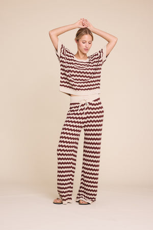 Line Of Oslo Holmes Stripe Trousers Knitted trouser Beige/Brown 171