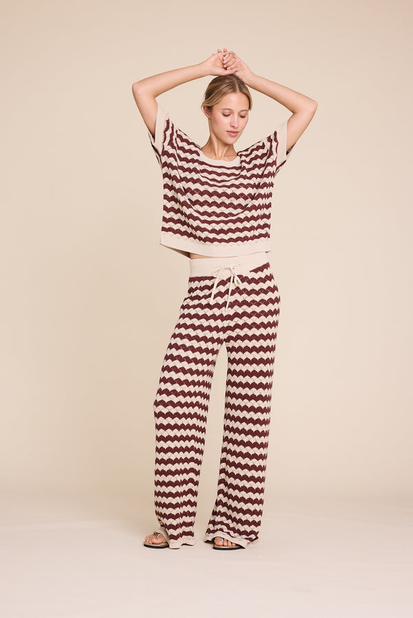 Line Of Oslo Holmes Stripe Trousers Knitted trouser Beige/Brown 171