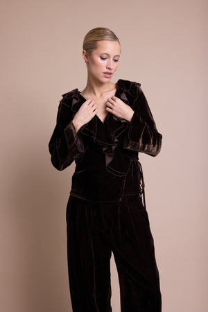 Line Of Oslo Honey Velvet Bluse Blouse Brown 063