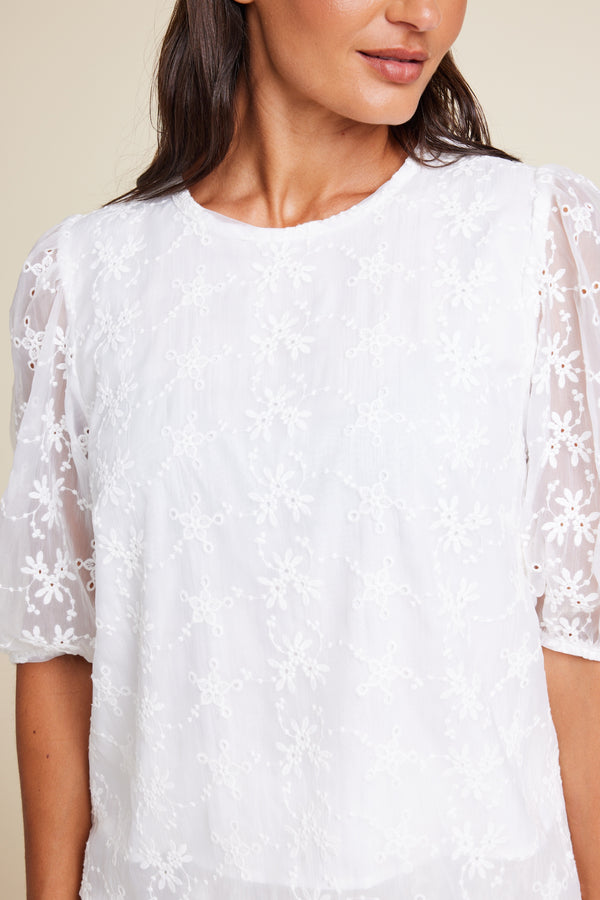 Line Of Oslo Isabel Embroidery Top Top White 001