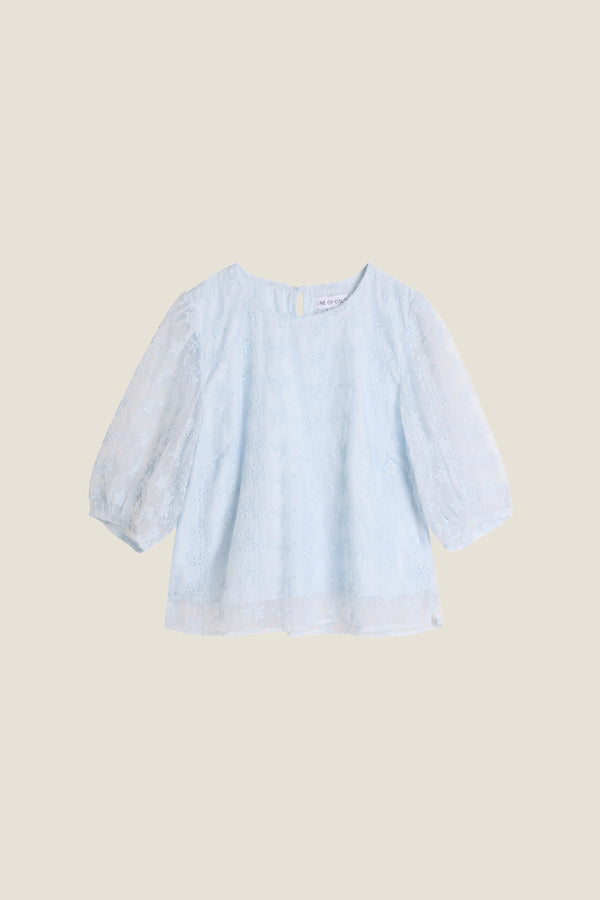 Line Of Oslo Isabel Embroidery Top Top Light Blue 003