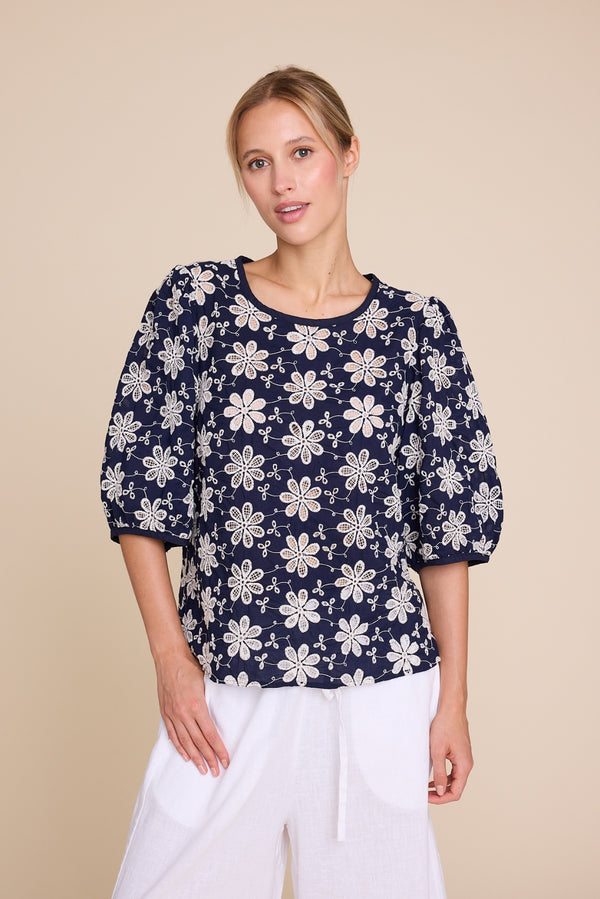Line Of Oslo Isabel Lace Blouse Blouse Blue 066