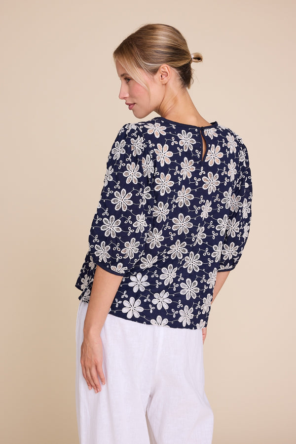 Line Of Oslo Isabel Lace Blouse Blouse Blue 066