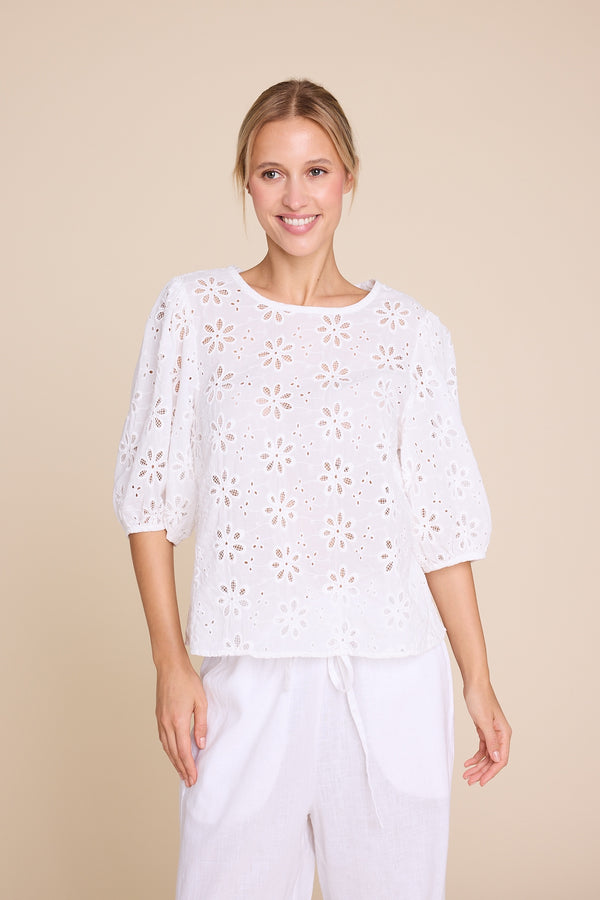 Line Of Oslo Isabel Lace Blouse Blouse White 001